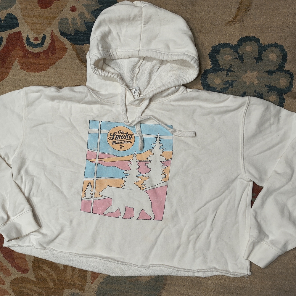 White Ole Smoky Moonshine Cropped Hoodie